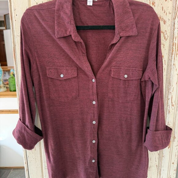 JAMES PERSE HEATHER MAROON POCKET SHIRT - Picture 5 of 6